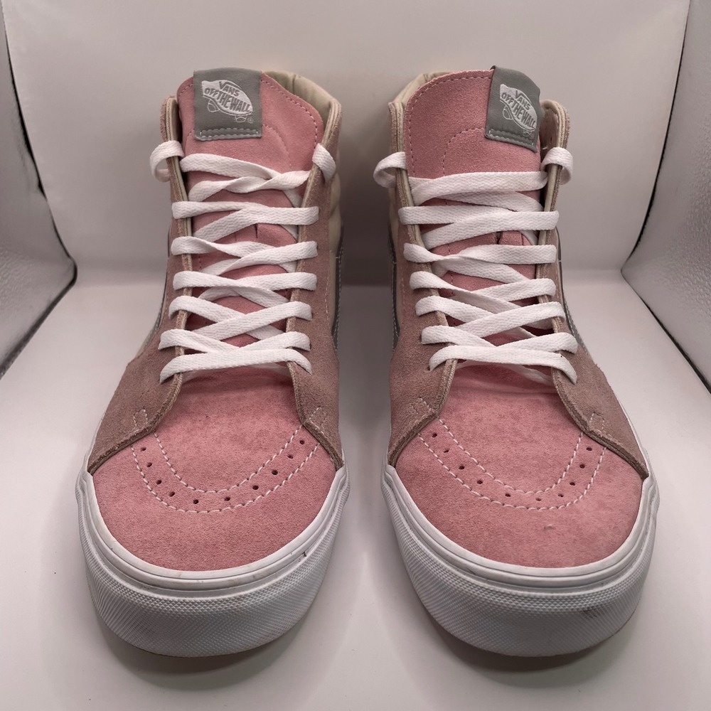 Vans Sk8-Hi Pink Tan Grey Suede Canvas High Top Sneakers Mens 11.5 Womens 13
